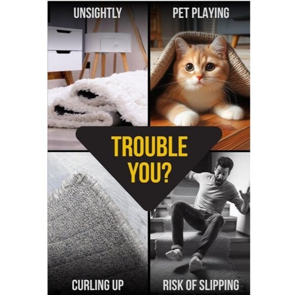 Rug Grippers Stop Rug Sliding on Hardwood Tiles Laminate and Vinyl Reusable x4 - Picture 5 of 8